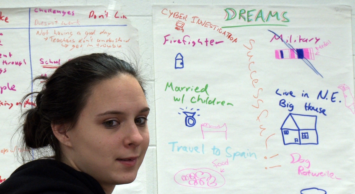 Kelsey works on a "Dreams" map