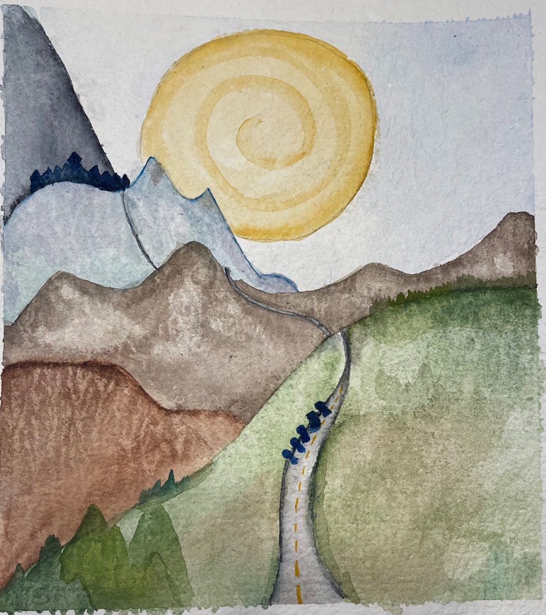 original painting from trainee Erin Wood (LEND 2022) from our mid-year reflection session, depicting the LEND Journey.