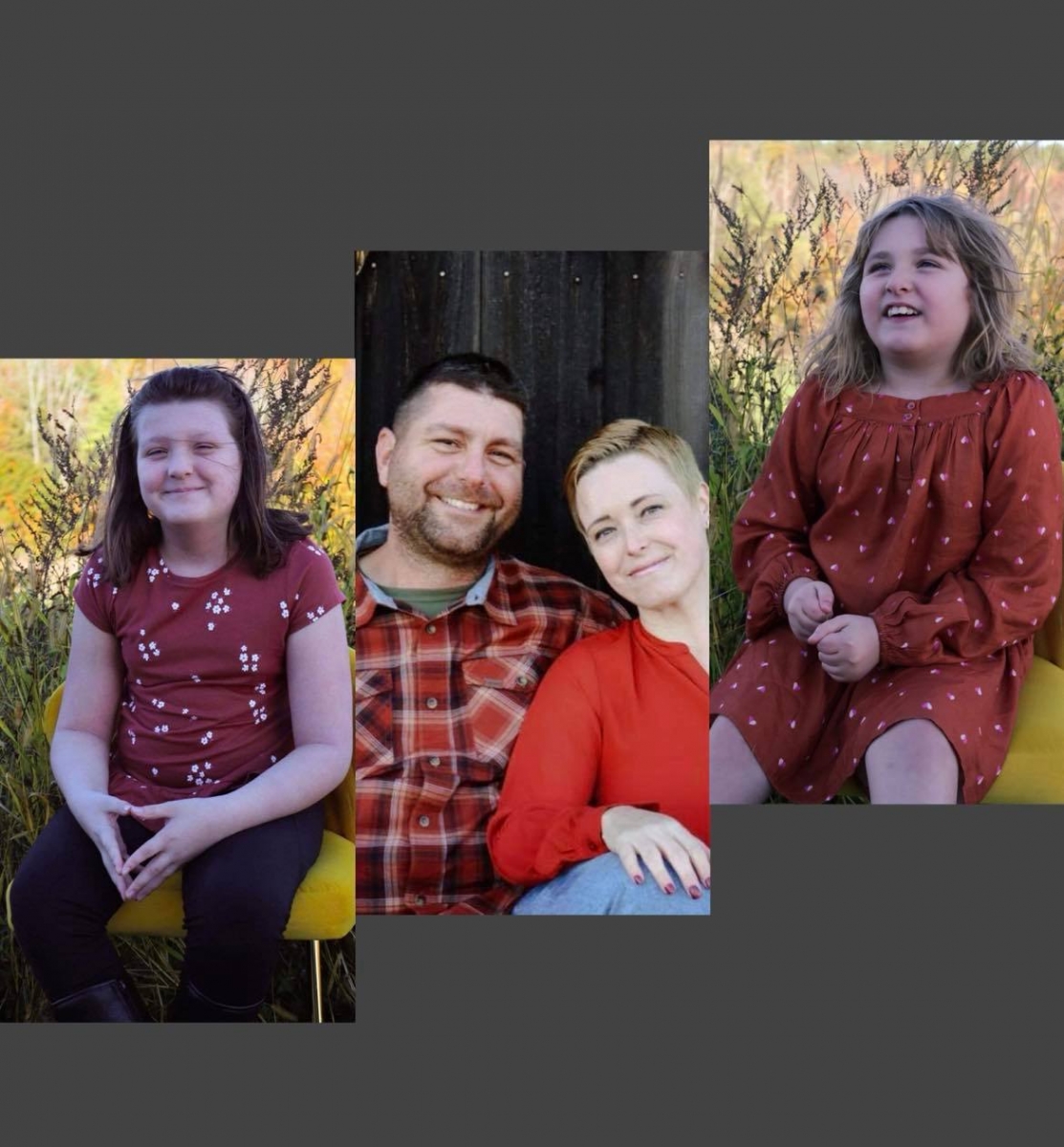 photo collage of Melissa Cote, her husband, and their two daughters