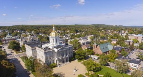 Arial view of downtown Concord and the State House