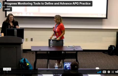 A screenshot from the "Progress Monitoring" presentation featuring Heidi Cloutier and Ginger Ross.