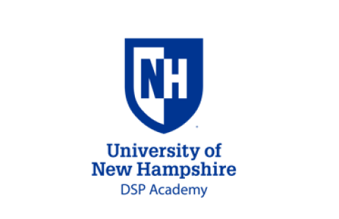 The blue and white UNH shield logo with "University of New Hampshire - DSP Academy" below it. 