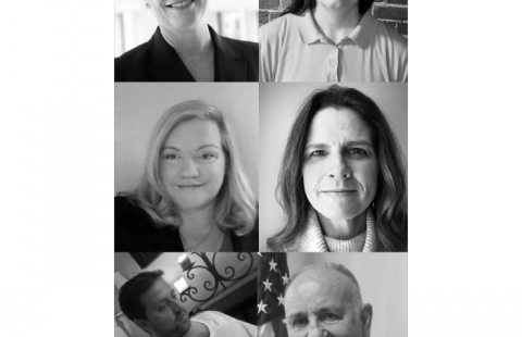 collage of headshots of: Top left: Cathy Breen–ME State Senator; Top right: Kelly Ehrhart–President of People First; Middle left: Karen Blake–Director of Public Policy and Advocacy/CSNI; Middle right: Laura Sweet– parent advocate; Bottom left: Thomas Minch–Disability Rights Maine; Bottom right: Sawin Millett–ME State Representative