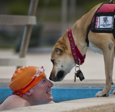 swimmer with dog