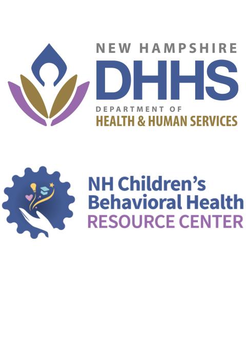 New Hampshire Department of Health and Human Services logo and New Hampshire Children's Behavioral Health Resource Center logo
