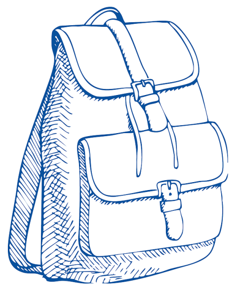 line sketch of a backpack