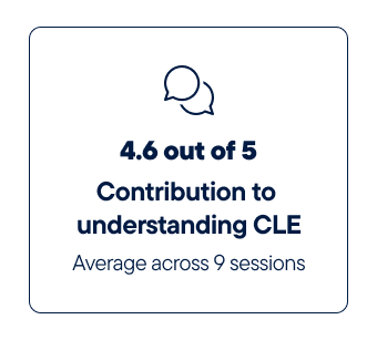 rated 4.6 out of 5 for contribution to understanding CLE (average across 9 sessions)